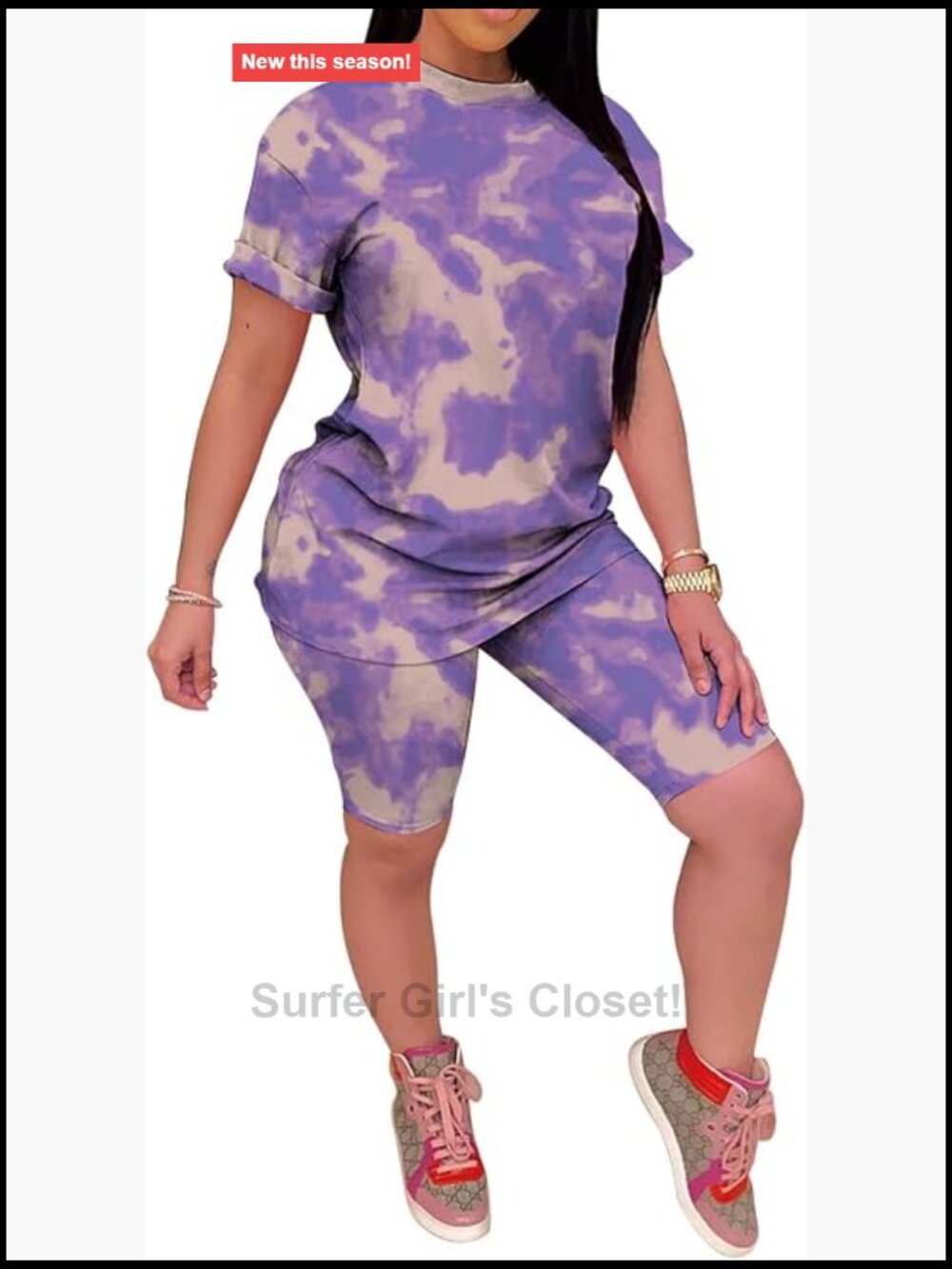 Tie Dye 2 Piece Outfit Bodycon Shorts Athletic Workout Set